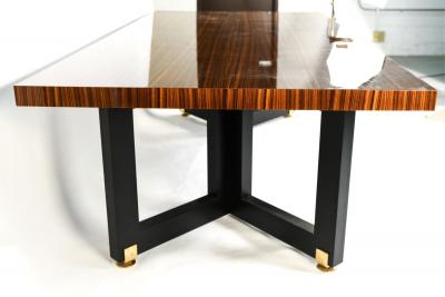 Lorin Marsh Dining Conference Table Smorgasbord Lacquered Zebra Wood and Brass