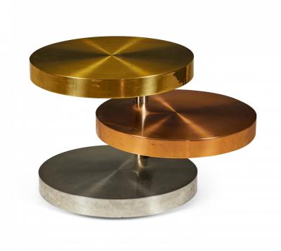 Lorin Marsh Lorin Marsh High Style Mixed Metals Rolling Swiveling Cocktail Coffee Table