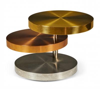 Lorin Marsh Lorin Marsh High Style Mixed Metals Rolling Swiveling Cocktail Coffee Table