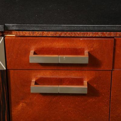 Lorin Marsh Mid Century Marble Macassar Walnut End Tables Nightstands by Lorin Marsh