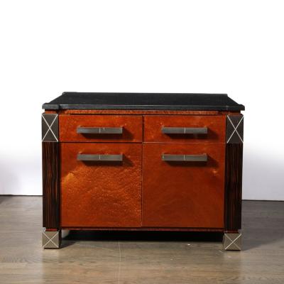 Lorin Marsh Mid Century Marble Macassar Walnut End Tables Nightstands by Lorin Marsh