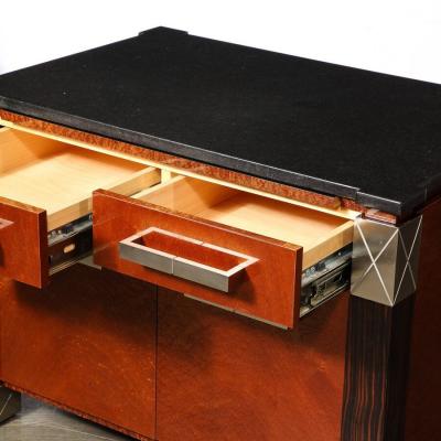 Lorin Marsh Mid Century Marble Macassar Walnut End Tables Nightstands by Lorin Marsh