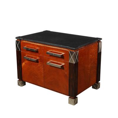 Lorin Marsh Mid Century Marble Macassar Walnut End Tables Nightstands by Lorin Marsh