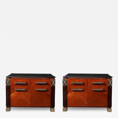 Lorin Marsh Mid Century Marble Macassar Walnut End Tables Nightstands by Lorin Marsh