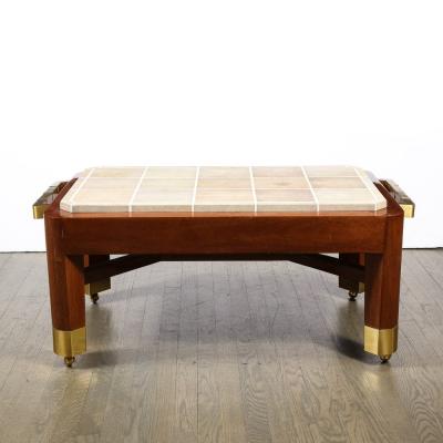 Lorin Marsh Modernist Cocktail Table with Shagreen Top and Brass Fittings by Lorin Marsh