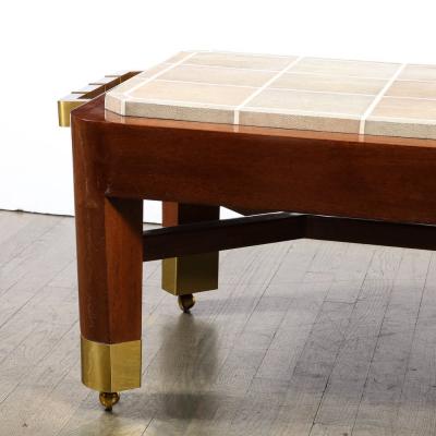 Lorin Marsh Modernist Cocktail Table with Shagreen Top and Brass Fittings by Lorin Marsh
