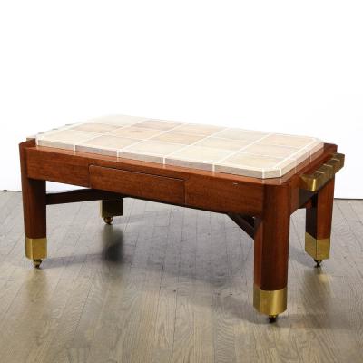 Lorin Marsh Modernist Cocktail Table with Shagreen Top and Brass Fittings by Lorin Marsh