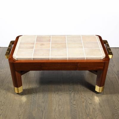 Lorin Marsh Modernist Cocktail Table with Shagreen Top and Brass Fittings by Lorin Marsh
