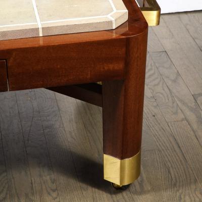 Lorin Marsh Modernist Cocktail Table with Shagreen Top and Brass Fittings by Lorin Marsh