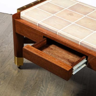 Lorin Marsh Modernist Cocktail Table with Shagreen Top and Brass Fittings by Lorin Marsh