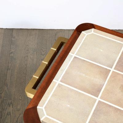Lorin Marsh Modernist Cocktail Table with Shagreen Top and Brass Fittings by Lorin Marsh