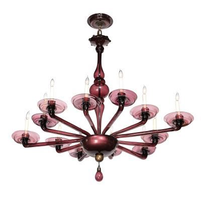 Lorin Marsh Modernist Hand Blown Classical Amethyst Murano Glass Chandelier by Lorin Marsh