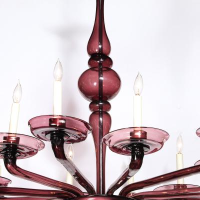 Lorin Marsh Modernist Hand Blown Classical Amethyst Murano Glass Chandelier by Lorin Marsh