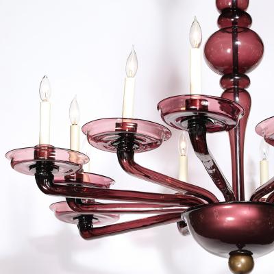 Lorin Marsh Modernist Hand Blown Classical Amethyst Murano Glass Chandelier by Lorin Marsh
