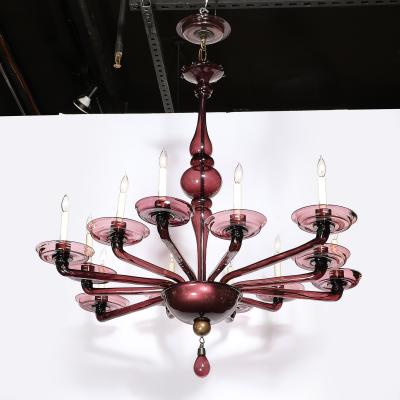 Lorin Marsh Modernist Hand Blown Classical Amethyst Murano Glass Chandelier by Lorin Marsh