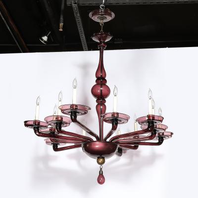 Lorin Marsh Modernist Hand Blown Classical Amethyst Murano Glass Chandelier by Lorin Marsh