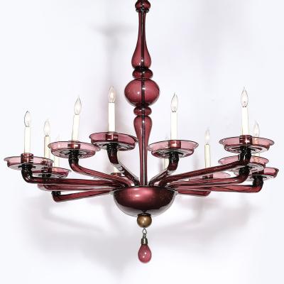 Lorin Marsh Modernist Hand Blown Classical Amethyst Murano Glass Chandelier by Lorin Marsh