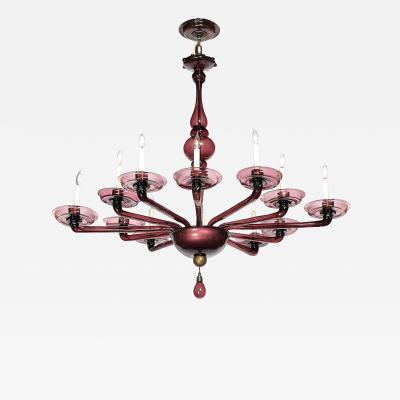 Lorin Marsh Modernist Hand Blown Classical Amethyst Murano Glass Chandelier by Lorin Marsh