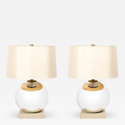 Lorin Marsh Modernist Mercury Glass Table Lamps with Leather Wrapped Bases by Lorin Marsh