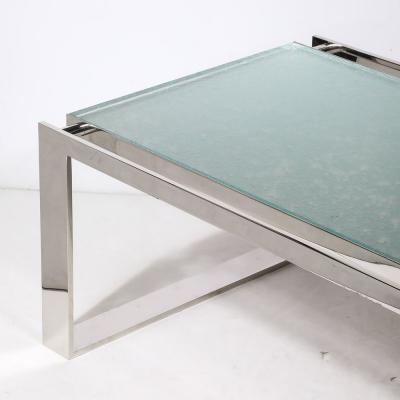 Lorin Marsh Modernist Nickel and Lucite Glacial Cocktail Table by Lorin Marsh