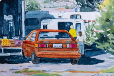 Lorna Wildon Glory Hole Antiques Watercolor by Lorna Wildon circa 1980