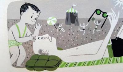 Lorraine Mrs B D Andrea Fox Father and Son at the Beach Female Illustrator