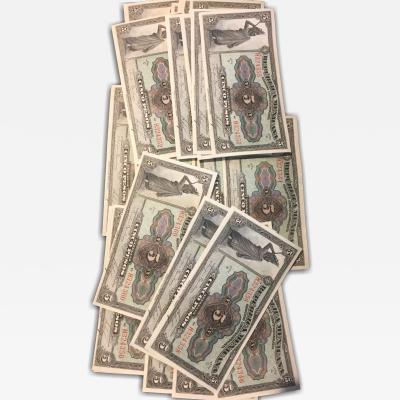 Lot of 27 1921 Uncirculated Cinco Peso Notes Republica Mexicana