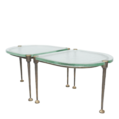 Lothar Klute 1980s Lothar Klute pair of bronze and glass coffee tables Germany