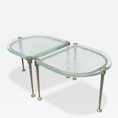 Lothar Klute 1980s Lothar Klute pair of bronze and glass coffee tables Germany