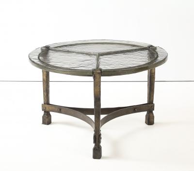 Lothar Klute Iron Forged Coffee Table with Cast Glass Top in Three Pieces Germany 1980 s