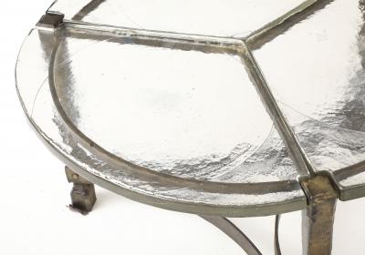 Lothar Klute Iron Forged Coffee Table with Cast Glass Top in Three Pieces Germany 1980 s