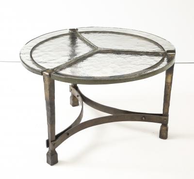 Lothar Klute Iron Forged Coffee Table with Cast Glass Top in Three Pieces Germany 1980 s