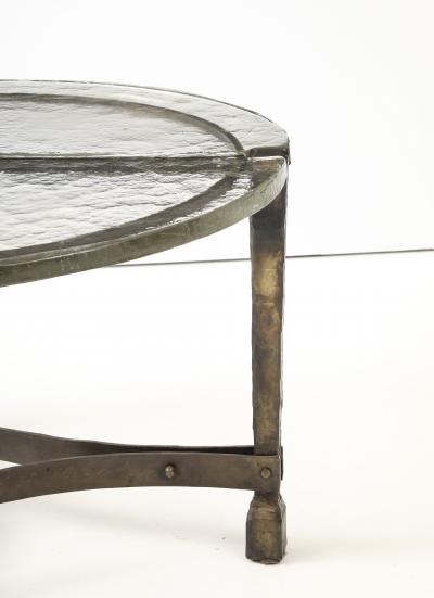 Lothar Klute Iron Forged Coffee Table with Cast Glass Top in Three Pieces Germany 1980 s