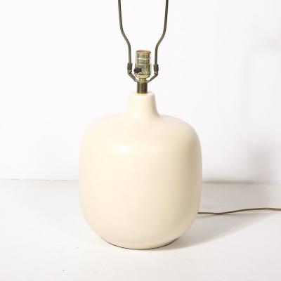 Lotte Gunnar Bostlund Mid Century Off White Glazed Ceramic Table Lamps by Lotte Gunnar Bostlund