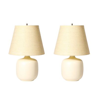 Lotte Gunnar Bostlund Mid Century Off White Glazed Ceramic Table Lamps by Lotte Gunnar Bostlund