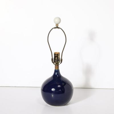 Lotte Gunnar Bostlund MidCentury Ultramarine Blue Glazed Ceramic Table Lamp by Lotte Gunnar Bostlund