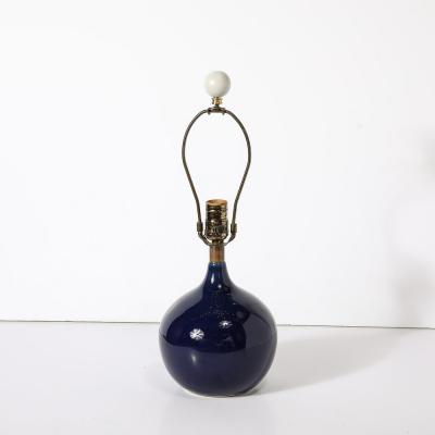 Lotte Gunnar Bostlund MidCentury Ultramarine Blue Glazed Ceramic Table Lamp by Lotte Gunnar Bostlund
