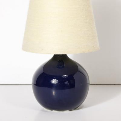 Lotte Gunnar Bostlund MidCentury Ultramarine Blue Glazed Ceramic Table Lamp by Lotte Gunnar Bostlund