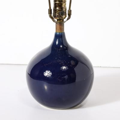 Lotte Gunnar Bostlund MidCentury Ultramarine Blue Glazed Ceramic Table Lamp by Lotte Gunnar Bostlund