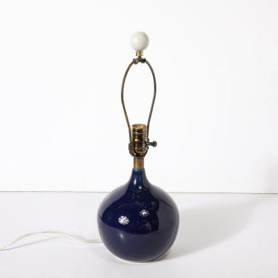 Lotte Gunnar Bostlund MidCentury Ultramarine Blue Glazed Ceramic Table Lamp by Lotte Gunnar Bostlund