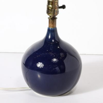 Lotte Gunnar Bostlund MidCentury Ultramarine Blue Glazed Ceramic Table Lamp by Lotte Gunnar Bostlund