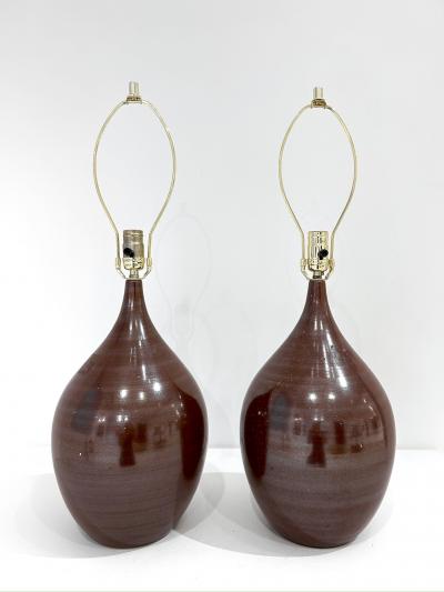 Lotte Gunnar Bostlund PAIR OF MID CENTURY GLAZED TABLE LAMPS