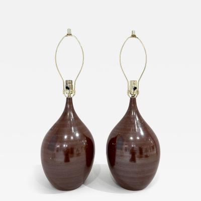 Lotte Gunnar Bostlund PAIR OF MID CENTURY GLAZED TABLE LAMPS