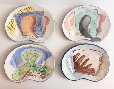 Loughran Unique Abstract 33 Piece Ceramic Dinner Set Kidney Shaped