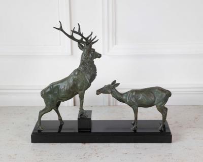 Louis Albert Carvin Louis Albert Carvin Stag and Doe Sculpture