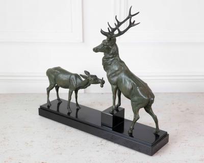 Louis Albert Carvin Louis Albert Carvin Stag and Doe Sculpture