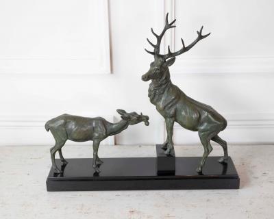 Louis Albert Carvin Louis Albert Carvin Stag and Doe Sculpture