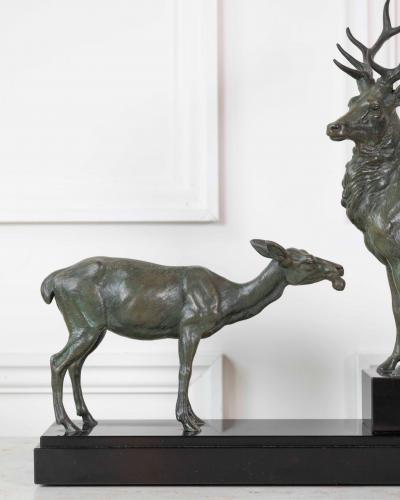 Louis Albert Carvin Louis Albert Carvin Stag and Doe Sculpture