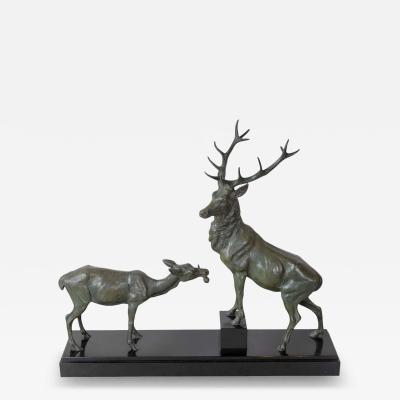 Louis Albert Carvin Louis Albert Carvin Stag and Doe Sculpture