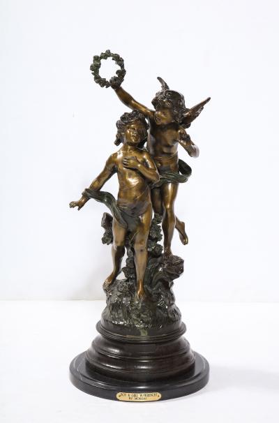Louis Auguste Moreau Fine Patinated Bronze Sculpture